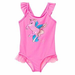 New! Betsey Johnson Toddler Girl Sequin Unicorn One-Piece Swimsuit